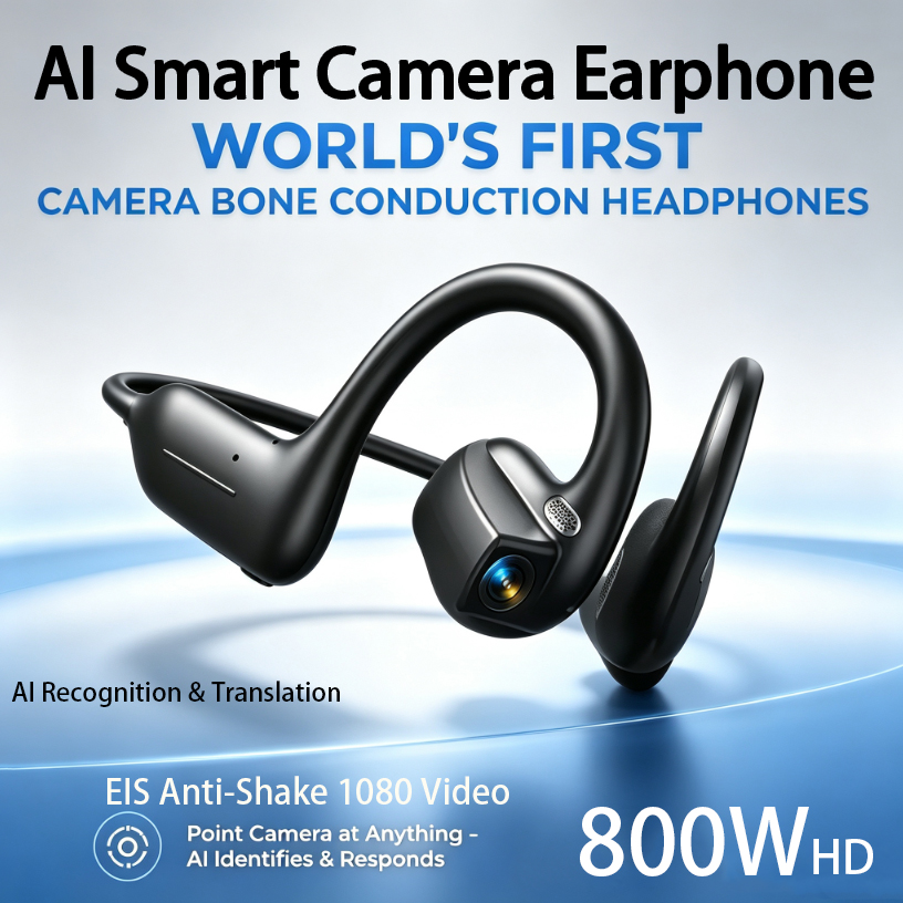 Earphones - 2026年最新スマートイヤホン：ダイナミックなサウンドエフェクト、音楽、Bluetooth、HD通話、800Wスマートカメラ、リアルタイム翻訳機能搭載。