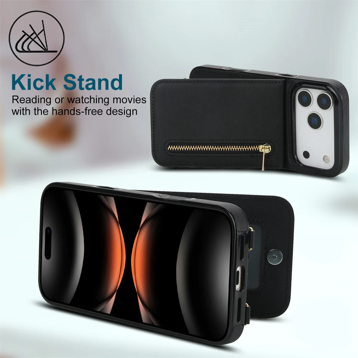 iPhone 16、18 Pro Max、17 Air、16 - Leather Wallet Card Holder Phone Cover のレビューと価格